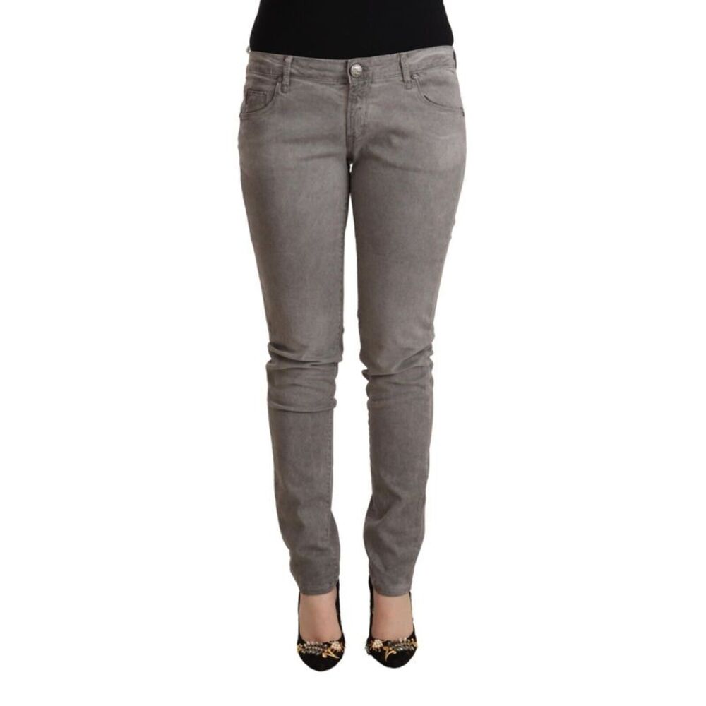 Acht Light Gray Washed Cotton Slim Fit Denim Women's Jeans
